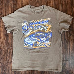 Van Halen‎ T-Shirt Mens Medium Brown Cotton Short Sleeve Racing Nascar 84 Tee